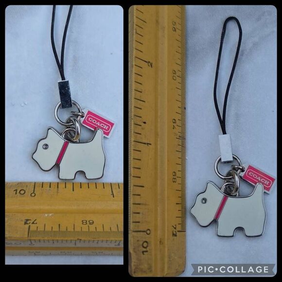Rare AF Coach Scottie Dog White and Pink Metal Cell Phone Charm - Picture 5 of 5